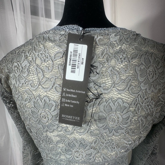 Elegant Gray Lace Dress - Picture 6 of 6